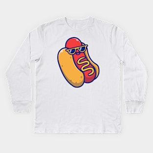 Cute Cool Hotdog Kids Long Sleeve T-Shirt
